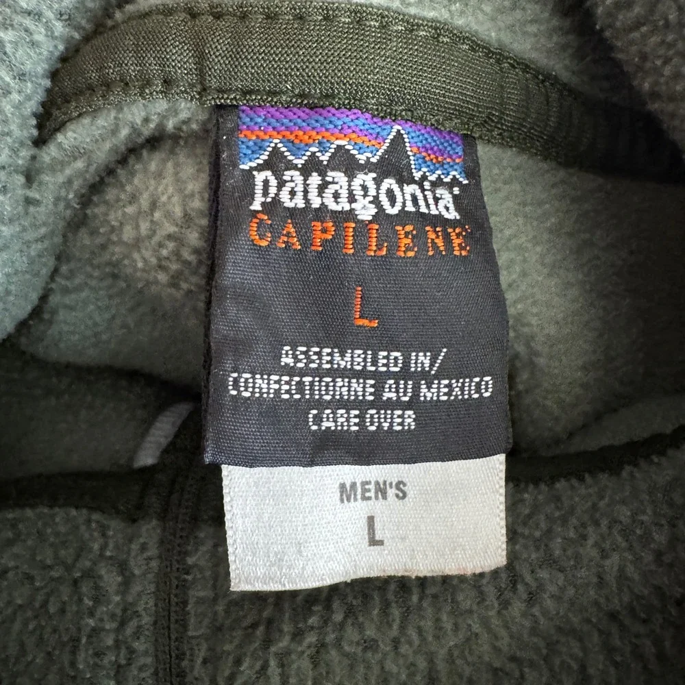 Patagonia Mens Capilene Fleece Pullover 1/4 Zip Green Size L Pullover Base layer